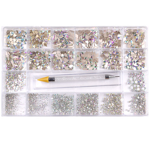 TSZS 2021-Conjunto de decoración de uñas, piedras AB de cristal, diamantes de imitación arcoíris, con pincel para recoger - Product Image 5