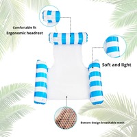 Nouveau lit d'eau gonflable à trois tubes, hamac flottant rayé disponible en différentes tailles, chaise longue aquatique