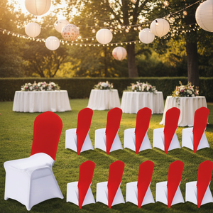 Fundas de Silla Elásticas de Spandex Rojo, Diseño Personalizado al por Mayor, para Bodas, Banquetes, Eventos, Fundas de Silla de Media Altura de Lujo - Product Image 1