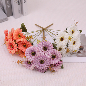 Fleurs artificielles en soie faites à la main, petit bouquet de sept têtes, Gerbera, marguerite africaine, Pâques, style européen vintage, pour la maison et le salon - Product Image 1