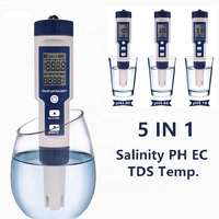 Testeur d'eau numérique professionnel 5 en 1, de PH/TDS/EC/salinité/température, stylo testeur étanche, multifonctionnel