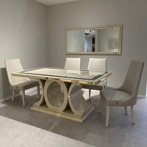 <strong>White</strong> Luxury Wooden <strong>Dining</strong> <strong>Table</strong> and Chairs <strong>Set</strong> 6 Seater Home Furniture <strong>Dining</strong> Room <strong>Dining</strong> <strong>Table</strong> with Sideboard Wine Cabinet - Product Image 3