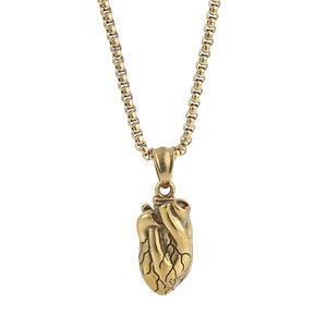 Pendentif en forme de cœur en acier inoxydable, pendentifs thématiques pour hommes, bijoux cadeaux, ensemble de chaînes 3x60cm - Product Image 5