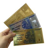 Billet de banque souvenir en or et argent du Zimbabwe, impression UV, vente en gros
