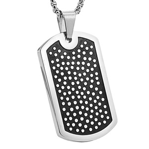 yunnique Stainless Steel <b>Dog</b> <b>Tag</b> Pendant Necklace With Black Pave Setting For Unisex Fashion Jewelry Gift - Product Image 4