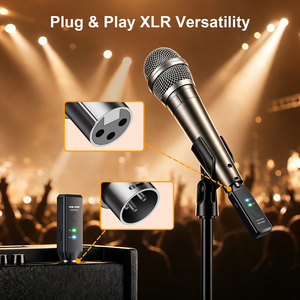Livraison rapide, microphone sans fil de couleur noire, portée de 100 pieds, émetteur-récepteur, 6 canaux, système sans fil <span class=keywords><strong>pour</strong></span> microphone XLR - Product Image 4