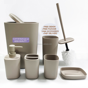 Alto <span class=keywords><strong>Beige</strong></span> grigio bianco nero minimalismo 6 pezzi in plastica Hotel <span class=keywords><strong>bagno</strong></span> <span class=keywords><strong>Set</strong></span> di <span class=keywords><strong>accessori</strong></span> per il <span class=keywords><strong>bagno</strong></span> di lusso - Product Image 5