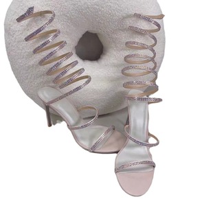 Sandalias de tendencia de moda de verano para mujer, nuevo estilo, ajustadas, sexis, con punta abierta, tacón alto, cinta enrollada tipo serpiente, tacón alto fino con estilo - Product Image 6