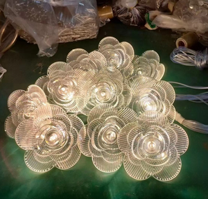 Lustre en cristal à 10 têtes, lumières décoratives <span class=keywords><strong>de</strong></span> mariage, fleurs artificielles en acrylique LED, lampe suspendue pour accessoires <span class=keywords><strong>de</strong></span> mariage - Product Image 2