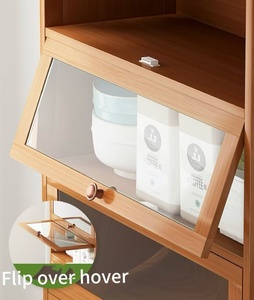 Meuble de rangement de cuisine moderne en bambou écologique à 5 niveaux avec portes, organisateur de garde-manger multifonctionnel pour cuisine - Product Image 3