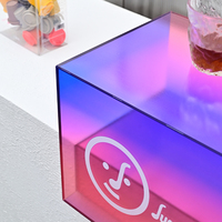 Support d'affichage en acrylique transparent en forme de L avec dégradé de couleurs, promotion de l'image de marque, publicité, boîte en acrylique