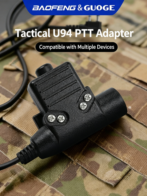 Tactical Headset U94 PTT Push-to-Talk Button Walkie-Talkie Earphone Plug K-Head Universal Handheld Radio Compatible 50km Range