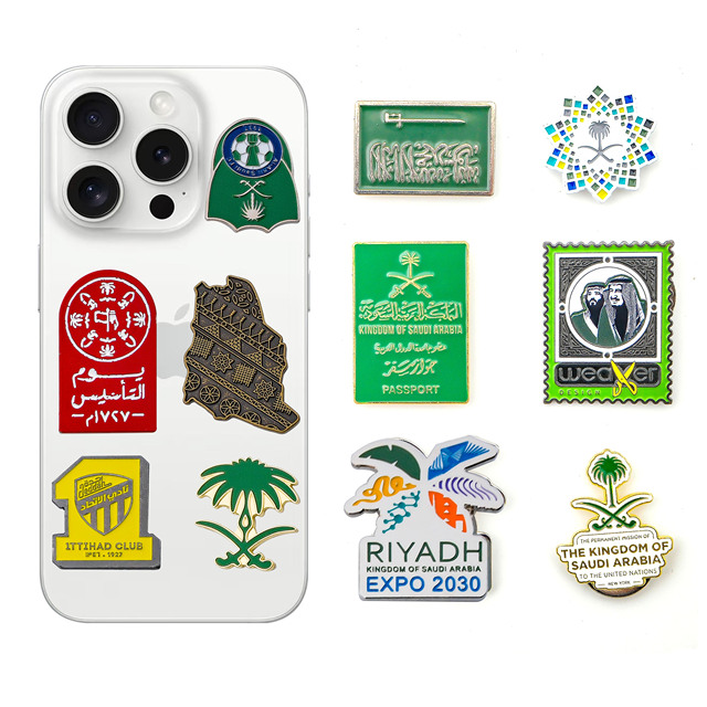 Custom 3M Metallic Antique Gold Logo Adhesive Labels Badge for Qatar Saudi Modern Stylish Mobile Phone