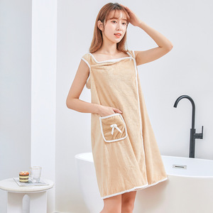 XIAOAO-falda de baño de terciopelo Coral, se pueden usar <span class=keywords><strong>tirantes</strong></span>, toallas de baño y toallas baratas - Product Image 4