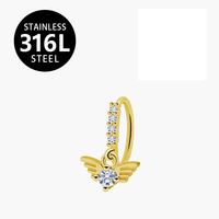 HGC316L Piercing de nez / Piercing d'hélix / Boucle d'oreille pour cartilage Anneaux de nez à segment articulé avec pendentif abeille Bijoux de mode tendance
