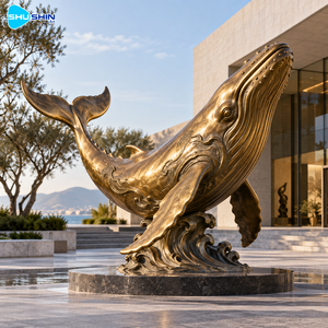Sculpture de <span class=keywords><strong>baleine</strong></span> en bronze côtier, moulée à la cire perdue, statue d'animal marin, décoration extérieure durable pour hôtel, cour, complexe hôtelier, place artistique - Product Image 4