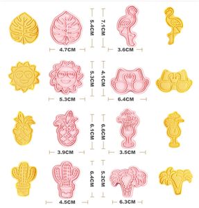 8 pièces/boîte Tropical Beach Cookie Cutter Set de 8 pièces Embosser Timbres Flamingo Lunettes de soleil <span class=keywords><strong>Cactus</strong></span> Coconut Tree Beach - Product Image 5