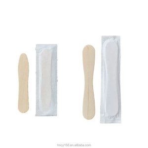 Betulla 75mm Mini cucchiaio per gelato usa e getta in legno carta biodegradabile e plastica confezionata singolarmente per le gelaterie - Product Image 1