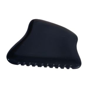 Outil de massage facial personnalisé en pierre noire d'obsidienne Bian, pierre de soin de la peau, gua sha - Product Image 4
