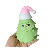 Jouet à presser Mignon Arbre de Noël avec Chapeau de Père Noël Rose, Jouet Anti-stress Doux et Moelleux, Cadeau de Noël pour Fêtes