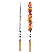Brochettes de barbecue promotionnelles OEM 60 cm à bas prix en acier inoxydable pour fourchettes de barbecue