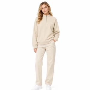 Sudadera de Forro Polar con Cierre de Cremallera de un Cuarto, Color Liso, para Mujer, con Bordado Personalizado, Oversize, Estilo Urbano, Manga Larga, En Stock - Product Image 3
