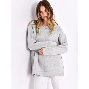 Sudadera Oversize de Cuello Redondo para Mujer FOXA, Túnica de Manga Larga con Cremallera Lateral, Camiseta Transpirable de Punto de Mezcla de Algodón - Product Image 6