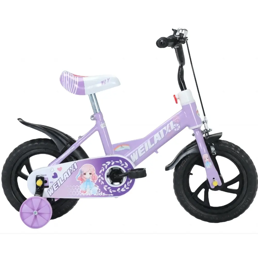 2024 स्टॉक में गुलाबी शिशु बच्ची 12-इंच बच्चों की साइकिल छोटे लड़कों की बाइक 5 साल के बच्चों के लिए सस्ती प्लास्टिक साइकिल