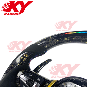 Volante Deportivo Personalizado con Fibra de Carbono Forjada Dorada, LED RPM, Agarre de Cuero Suede para BMW F80 M3 F82 M4 F87 F34 F31 F30 F10 F20 - Product Image 2