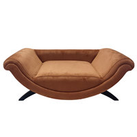 Canapé-lit pour animaux de compagnie en velours vintage de luxe, design incurvé confortable en forme de bateau, pour chats et petits chiens, directement de l'usine, petit lit pour chat