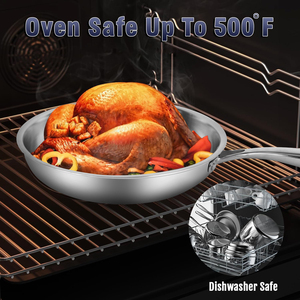 Chảo chống dính bằng thép không gỉ 304, chảo thép không gỉ ba lớp 18/10, chảo nấu ăn đa năng bằng thép không gỉ dùng được với bếp từ - Product Image 5