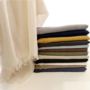 Écharpes en coton et lin pour femmes, écharpes artistiques de protection solaire, écharpes en gaze, écharpes de couleur unie - Product Image 1
