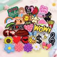 Patchs brodés thermocollants et à coudre en tissu, motifs populaires et mignons (sirène, chat, papillon, fruit, fleur), assortiment