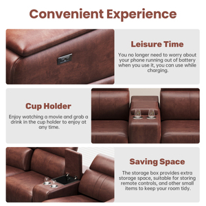 OEHOME Modern Power Recliner <b>Sofa</b> Set 4-Seat Modular Sectional Storage Console USB Ports Polyester Tufted Upholstered - Product Image 2