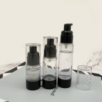 Flacon cosmétique vide rechargeable sans air noir avec pompe à lotion, 50 ml, 30 ml, 20 ml, flacon en plastique personnalisé pour crème pour le visage, crème pour les yeux
