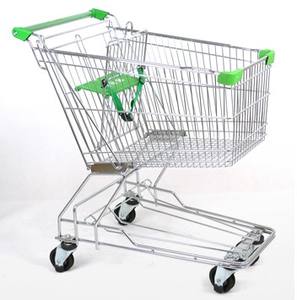 MOQ 100 PCS Zinc + Clear Coating 135L Asian Style Supermarket Shopping Trolly, <strong>Steel</strong> <strong>Push</strong> <strong>Cart</strong> - Product Image 4