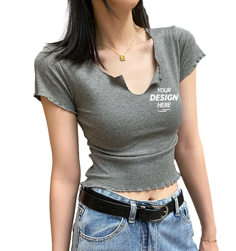 XX325 T-shirt bébé avec logo personnalisé Y2k T-shirt ajusté sexy en coton pour femmes T-shirt haut court T-shirt pour femmes