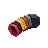 Ensemble de blocs empilables en silicone de qualité alimentaire personnalisable, jouet éducatif sans BPA, respectueux de l'environnement, gobelets hexagonaux sensoriels pour enfants