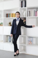 Ensemble de costume sur mesure pour femmes, taille plus, manches longues, style hôtesse de l'air, pantalon et blazer de couleur unie, 100% coton