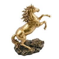 Statue de cheval en résine dorée personnalisée en gros, décoration d'intérieur, sculpture animale Feng Shui, artisanat, ornement de table, cadeau d'affaires