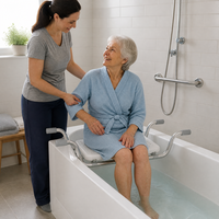 Siège de bain pour baignoire, cadre en aluminium, revêtement en caoutchouc antidérapant, protection du rebord de la baignoire, pour personnes âgées et handicapées, soins de bain