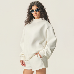 Felpa a collo finto reversibile da donna con toppa ricamata oversize felpa traspirante da donna - Product Image 3