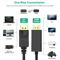 Cable DP a HDTV de Alta Velocidad con Trenzado de PVC para Interfaz DP a HDMI, Monitor de Computadora, HD 4K, Reproductor de DVD para Cine en Casa - Cables de Audio y Video