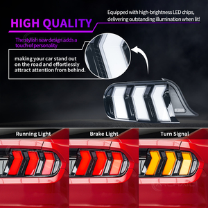 Feux arrière LED archaïques pour Ford Mustang GT350 GT550 S550 <span class=keywords><strong>2015</strong></span> à 2023, feux arrière Mustang 2018 avec animation séquentielle (transparent) - Product Image 6