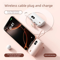 Batería Externa de Emergencia Multifuncional Mini de Carga Rápida con Cable de Datos Integrado para iOS Tipo-C, Banco de Energía de 5000 mAh