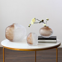 Vase en verre artistique, fait main, soufflé à la bouche, finition givrée, pour la décoration intérieure de luxe, décoration de sol