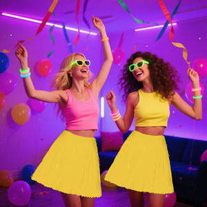 ชุดเดรสผ้าไหมหลากสีสำหรับงานปาร์ตี้ฮาวาย, ชุดเดรสกระโปรงฮาวายยืดหยุ่นขนาด40ซม. สำหรับงานปาร์ตี้งานเต้นรำชายหาด - Product Image 6