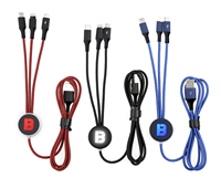 Câble de charge 3 en 1 personnalisé avec logo LED tressé Micro USB Type-C, câble USB portable pour téléphone avec logo lumineux
