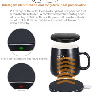 55 Degree Smart Self Heated <b>Ceramic</b> <b>Cup</b> Warmer Ultra Safe Mug With 2 in 1 15W Wireless Phone Charger Heated coaster Gift Set - Product Image 4