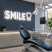 Enseigne lumineuse 3D LED personnalisée en aluminium pour clinique dentaire, lettres en relief rétroéclairées pour logo mural de cabinet dentaire